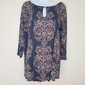 Lucky Brand Peasant Tunic Top Sz 3X Artsy‎ Dark Boho Hippie Witchy Goth